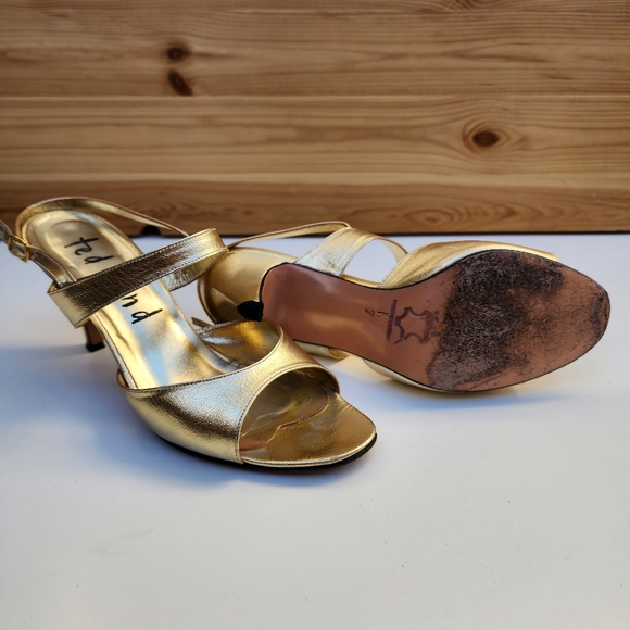 VTG Ted Land Gold Gorgeous Leather Heels. Size 7M - Picture 12 of 12